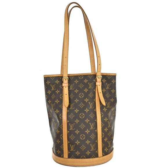 Louis Vuitton Handbags - LOUIS VUITTON BUCKET GM Shoulder Tote Bag Monogram Leather Brown